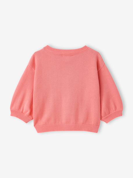 Basics Knitted Cardigan, Embroidered Heart, for Babies coral+white 