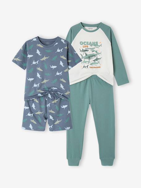 Pack of 2 cotton pyjamas for boys emerald green 