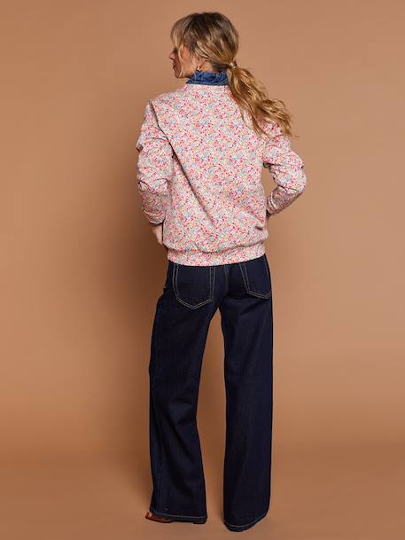 Women's organic cotton sweatshirt with floral print multicoloured 