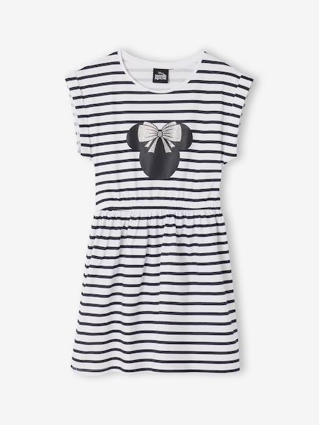 Minnie short-sleeved striped dress striped navy blue 