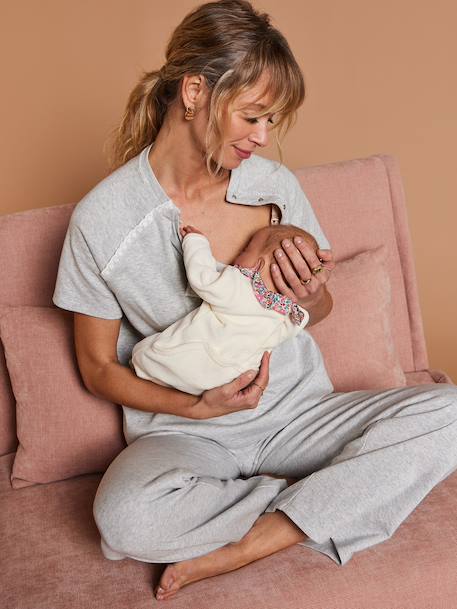 Nursing clothes trouser set marl grey 