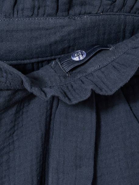 Jonen girl's cotton gauze trousers ink blue+khaki 