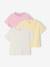 Pack of 3 Plain T-Shirts for Girls ecru+pale pink 