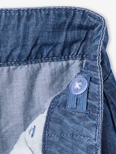 Lightweight denim girl's shirt and short set medium blue 