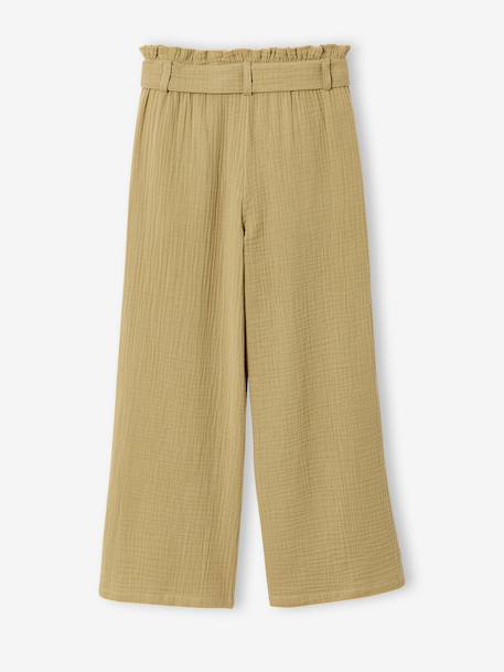 Jonen girl's cotton gauze trousers ink blue+khaki 