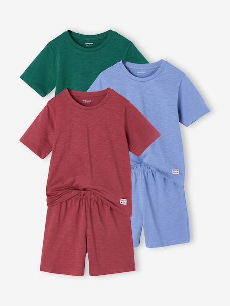 Pack of 2 plain short pyjamas chambray blue 