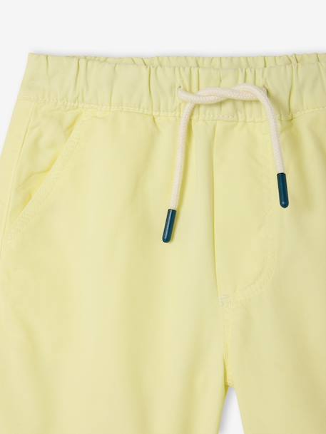 Elasticated bermuda shorts for boys denim blue+fir green+pastel yellow 