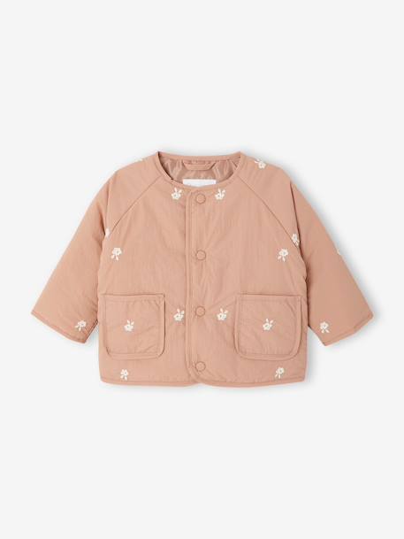 Embroidered padded jacket for baby girls pecan nut 