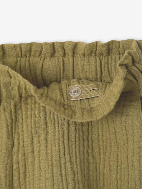 Girl's cotton gauze shorts - family capsule olive 