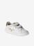 Leather Trainers with Hook-&-Loop Straps for Children, Designed for Autonomy pale pink+white 