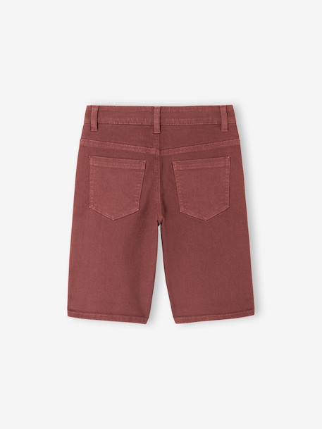 Boy's 5-pocket bermuda shorts clay beige+emerald green+grey blue+terracotta 