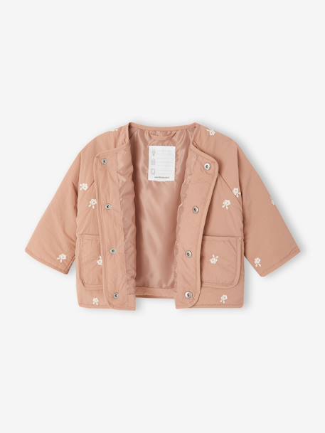 Embroidered padded jacket for baby girls pecan nut 