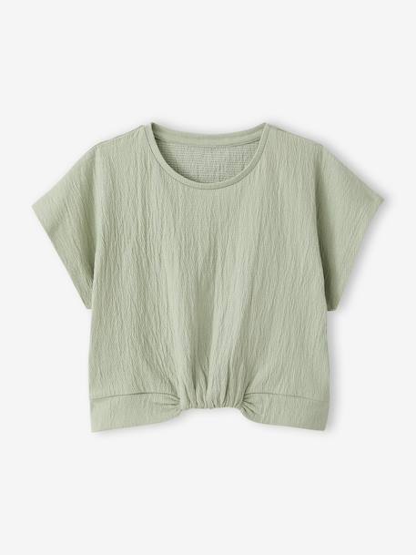 Blouse with short sleeves almond green+printed white 