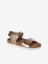 Leather sandals with double buckles