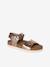 Leather sandals with double buckles gold+pale pink 