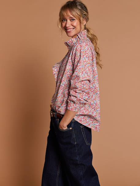 Shirt with floral print in organic cotton multicoloured 