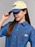 Lightweight denim girl's shirt and short set medium blue 