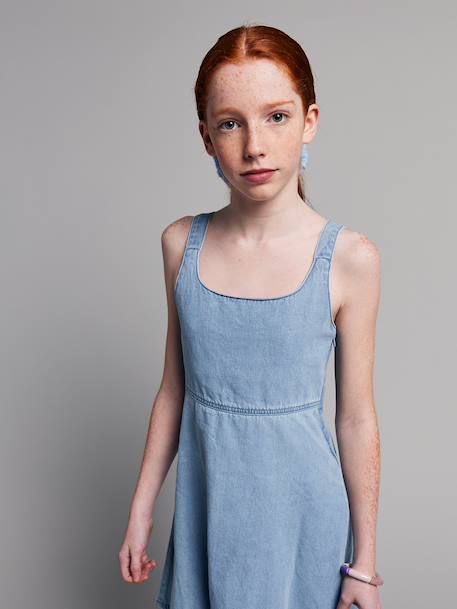 Dress with back opening light blue 