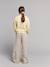 Girl's wide leg fluid trousers striped beige 