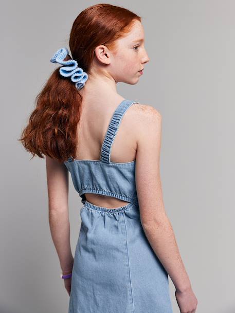 Dress with back opening light blue 