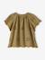 Short-sleeved embroidery blouse khaki 