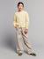 Girl's wide leg fluid trousers striped beige 