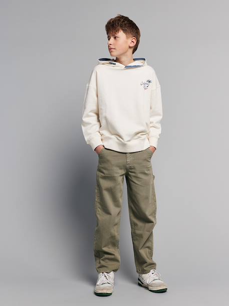 Hooded sweatshirt for boys with oversized back print ecru 