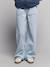 Girl's wide-leg striped trousers striped blue 
