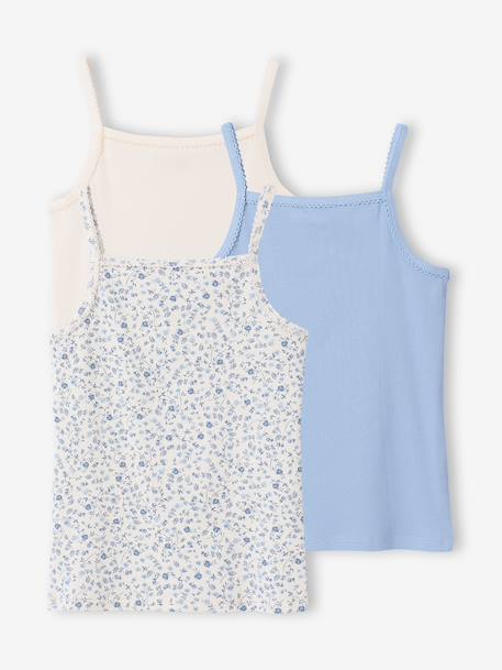 Pack of 3 ribbed tank tops for girls ecru 