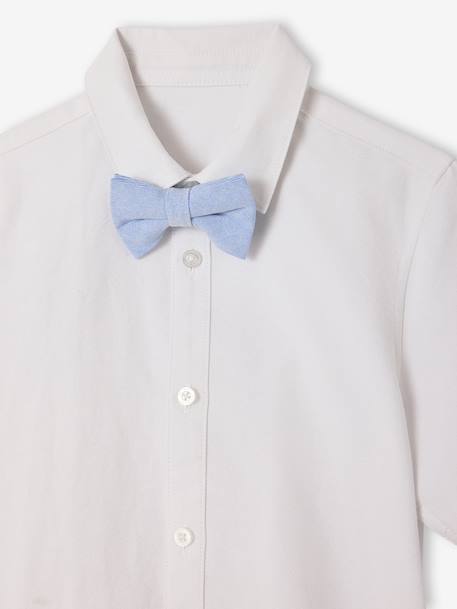 Short-sleeved shirt with bow tie white 
