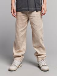 Boys-Boy's cotton and linen twill trousers with adjustable waist