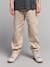 Boy's cotton and linen twill trousers with adjustable waist ecru 