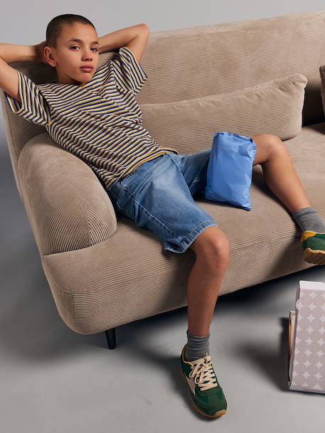 Boy's short-sleeved T-shirt striped blue 