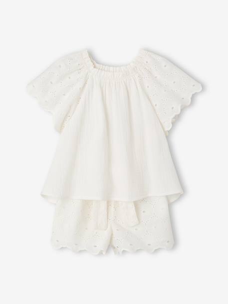 Set of 2 shorts for girls Ella Happy Time white 