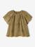 Short-sleeved embroidery blouse khaki 