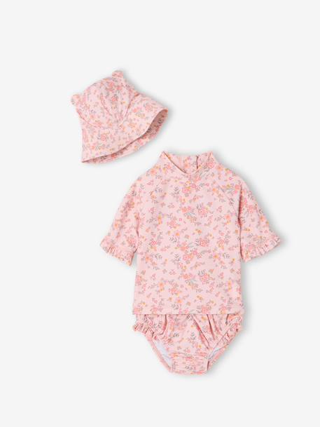 UV protective 3-piece swimsuit rosy 
