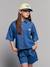 Lightweight denim girl's shirt and short set medium blue 