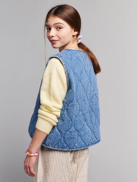 Denim sleeveless jacket medium blue 