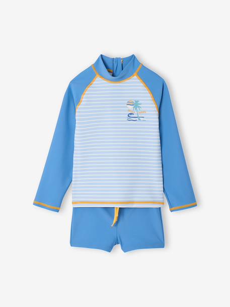 Long-sleeved set with UV protective shorts azure 