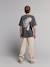 Boy's cotton and linen twill trousers with adjustable waist ecru 