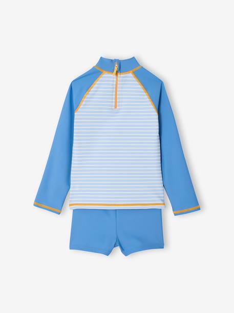 Long-sleeved set with UV protective shorts azure 