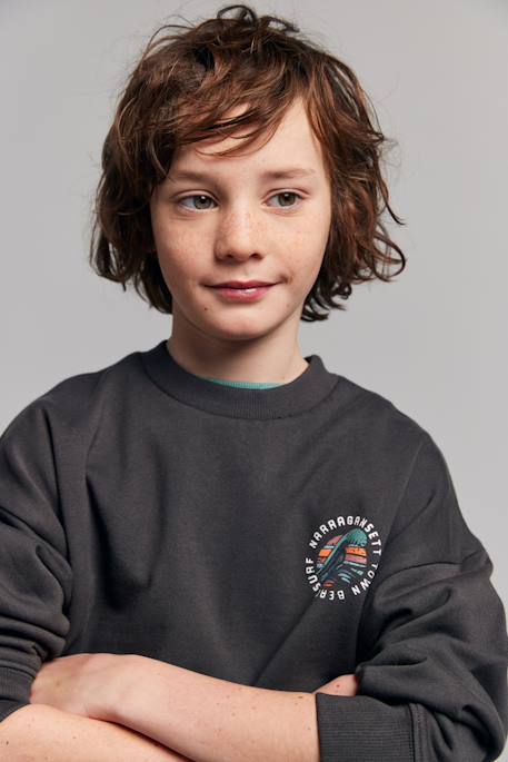 Round-neck oversized sweatshirt for boys anthracite 