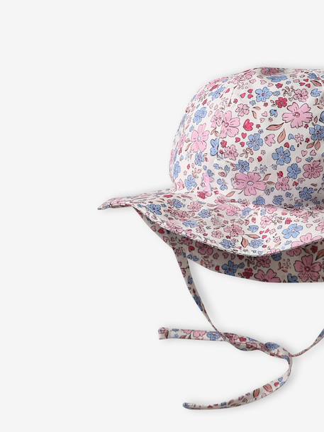 Floral print cotton baby bucket hat ecru 