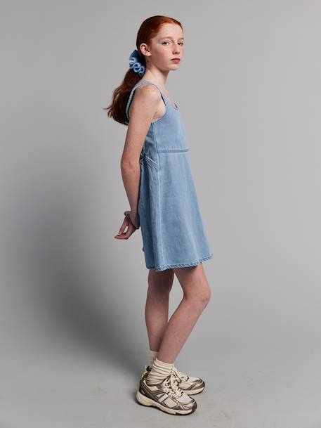 Dress with back opening light blue 