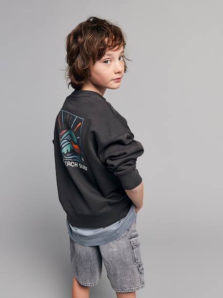 Round-neck oversized sweatshirt for boys anthracite 