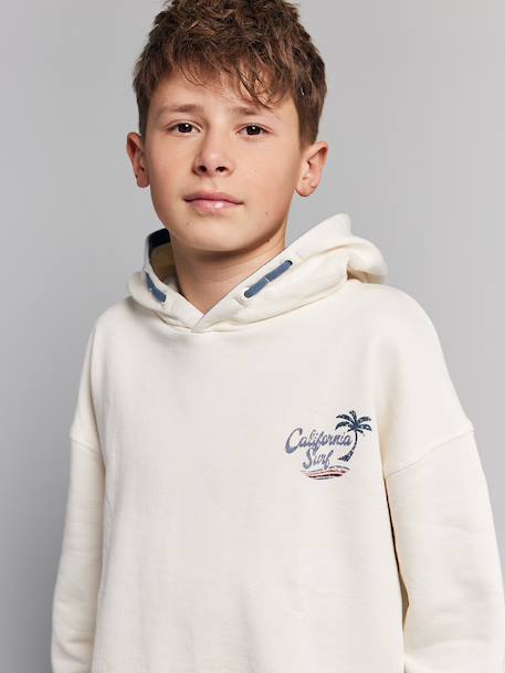 Hooded sweatshirt for boys with oversized back print ecru 