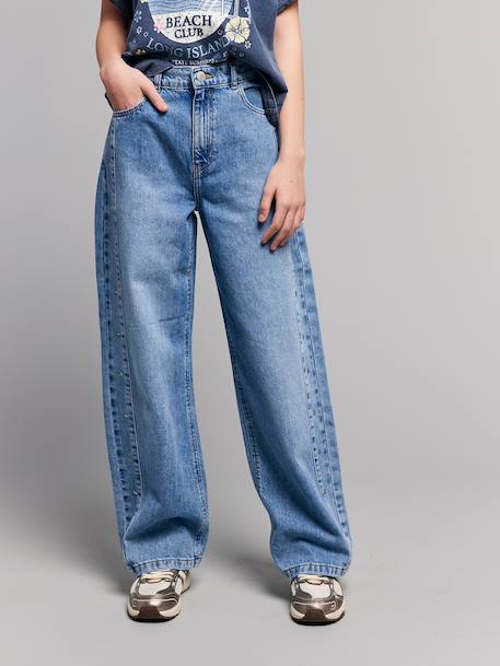 Wide leg jeans with star rivets light blue 