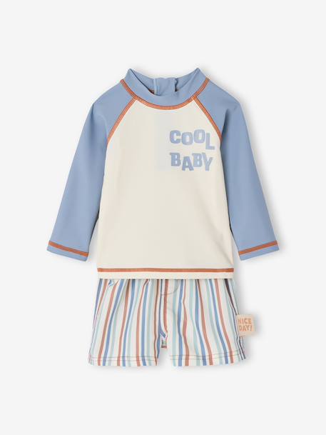 UV protective baby swimwear set grey blue 