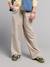 Girl's wide leg fluid trousers striped beige 