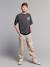 Boy's cotton and linen twill trousers with adjustable waist ecru 